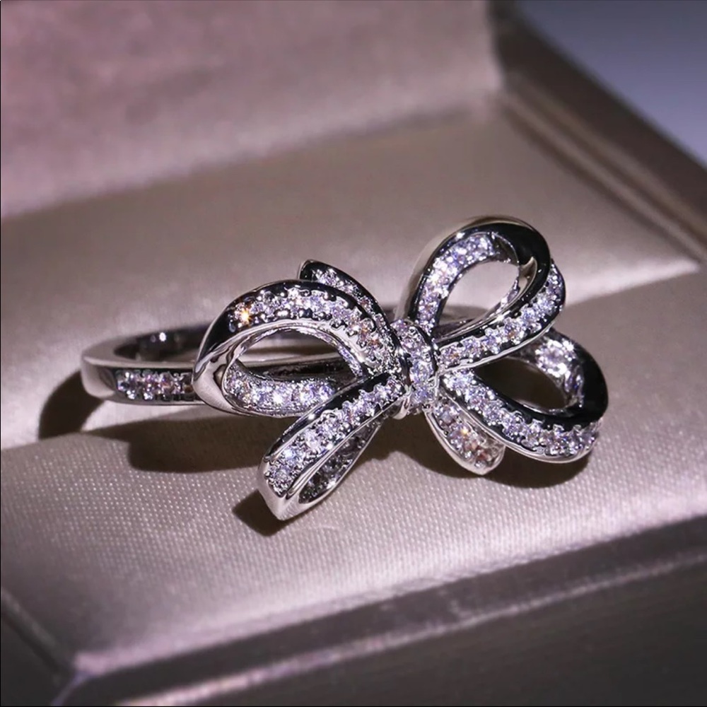 925 sterling silver cz bow rings